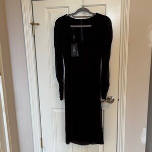 Burberry Black Long-Sleeve Midi Dress NWT